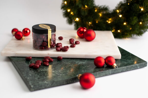 Pudełko żurawina w czekoladzie deserowej Czekoladowy Cukiernia. Oferta Bożonarodzeniowa.